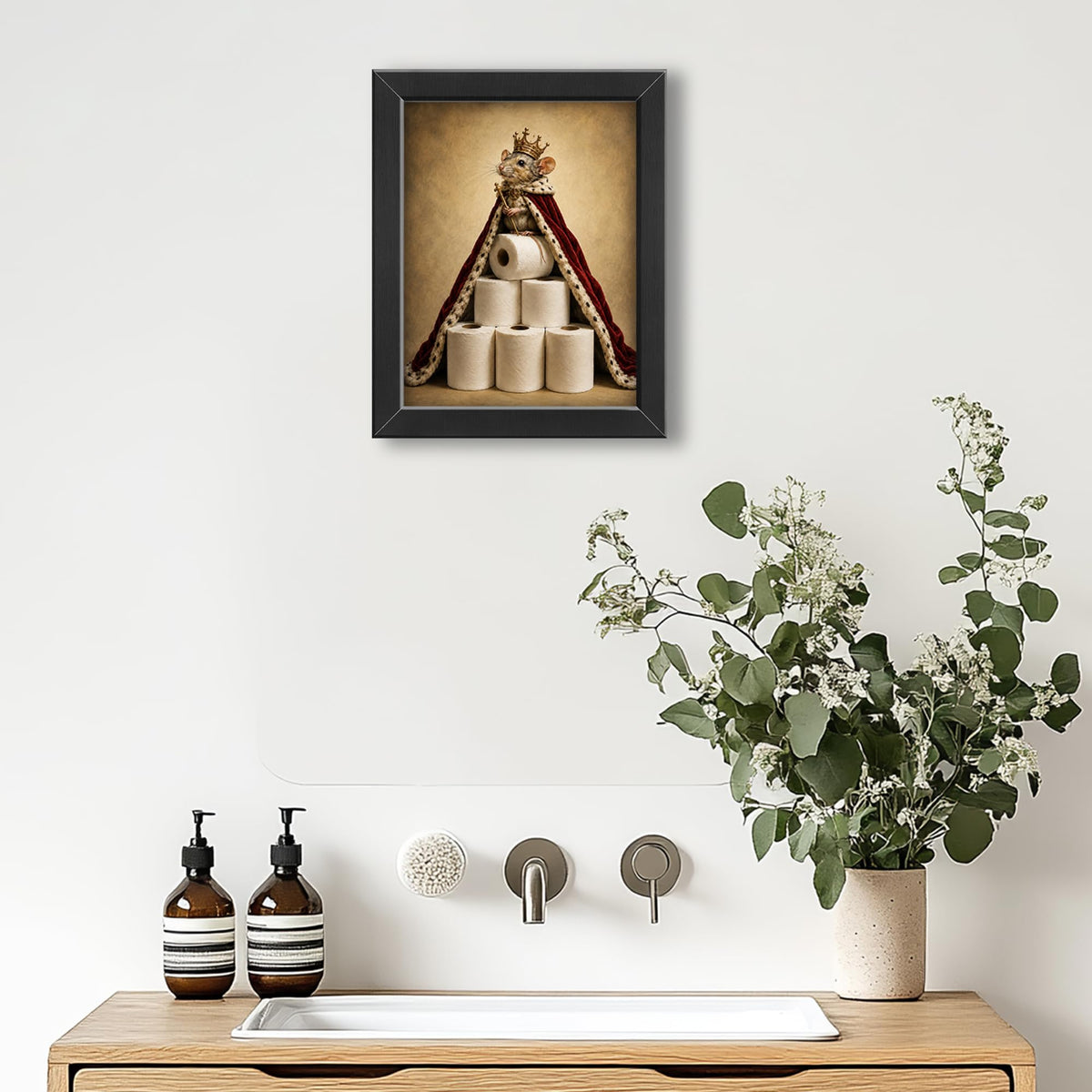 Mouse Bathroom Decor Wall Art (Framed Bathroom Art 920 / 10"L x 8"W)