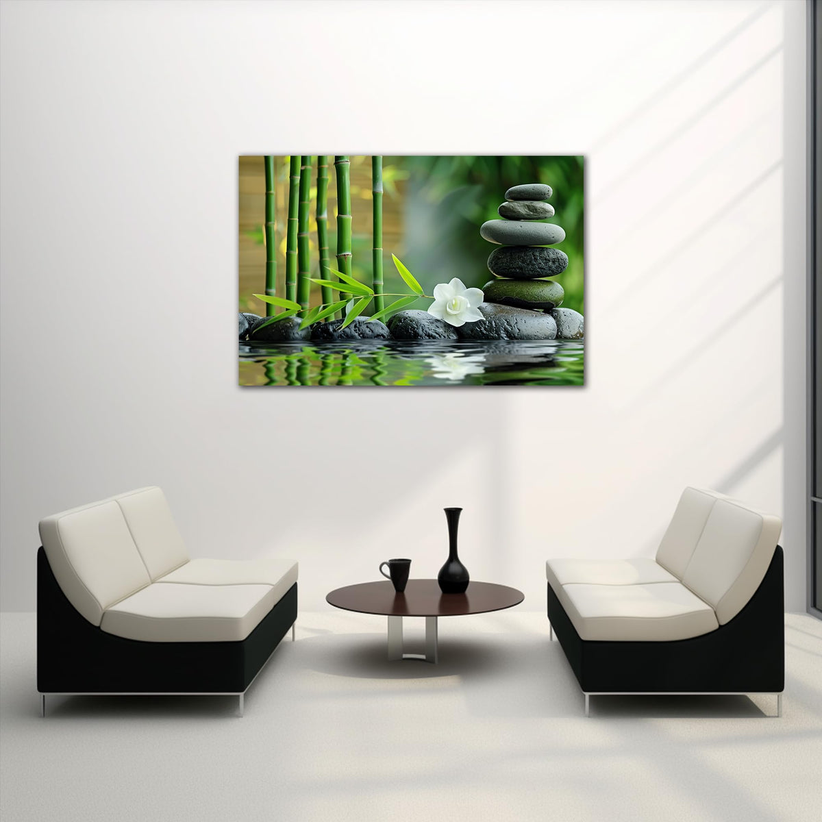 Zen Wall Art Zen Black Stone Canvas Prints for Meditation Office Decor (Zen Stones Canvas Frame-14 / 40"L x 28"W)
