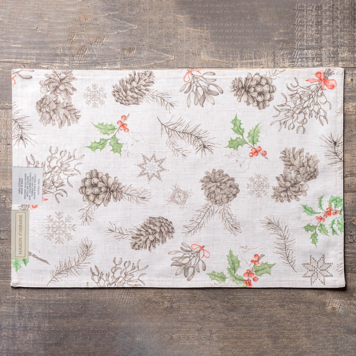 Placemats Set of 4 Reusable 100% Cotton (075 - Christmas Dew / 13" X 19" (Pack of 4))