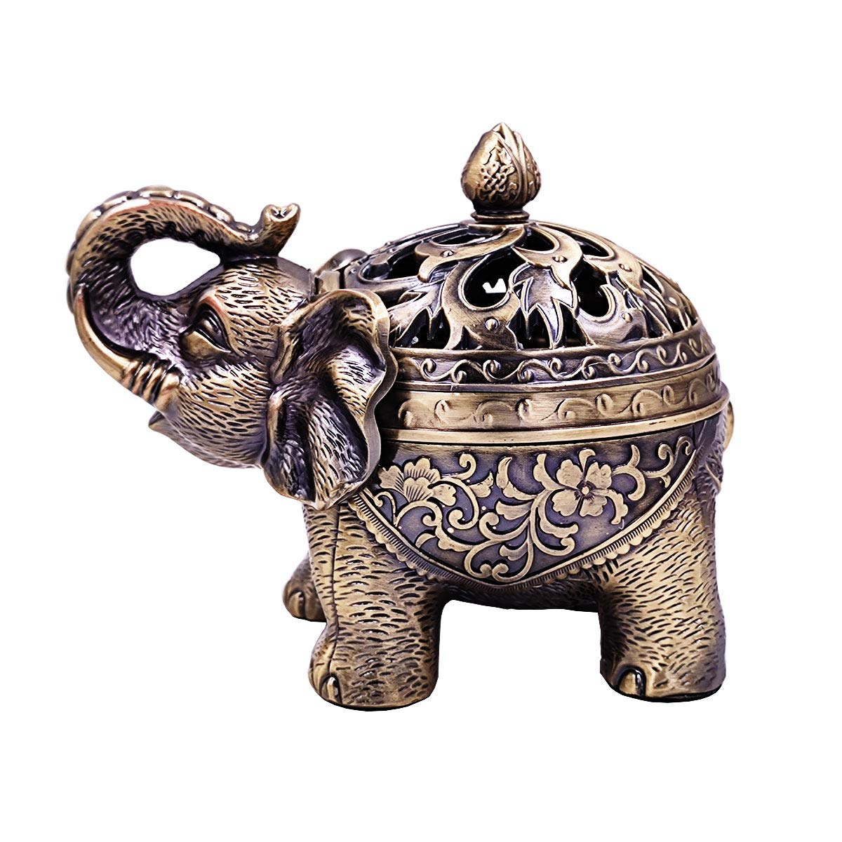 Metal Elephant Incense Holder (Bronze)