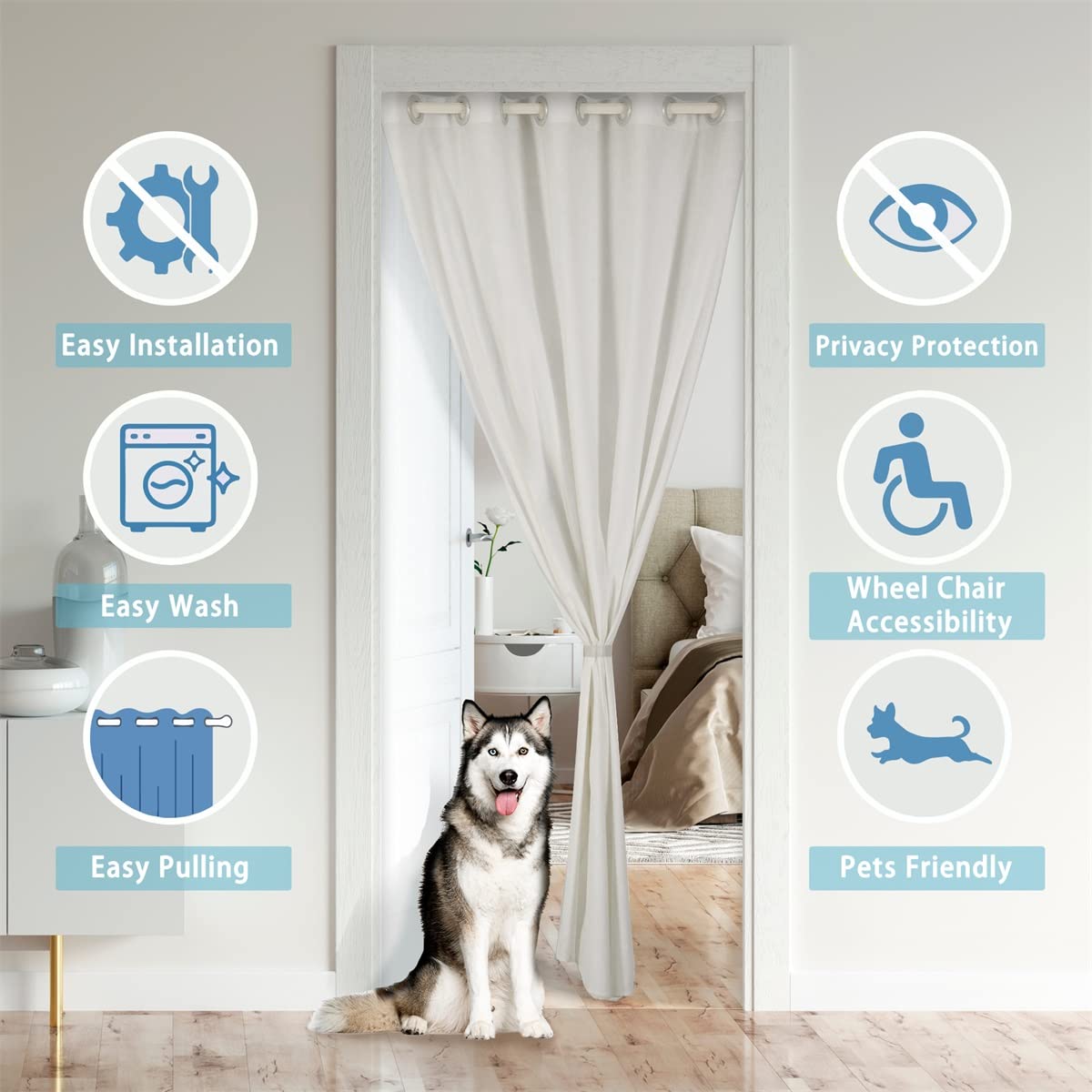 Black Women Door Curtain 34"x80" Inch 1 Panel for Doorway Privacy (Light Gray Purple / 34"W x 80"L (Pack of 1))