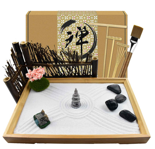 Japanese Zen Sand Garden for Desk with Rake (Style 2)