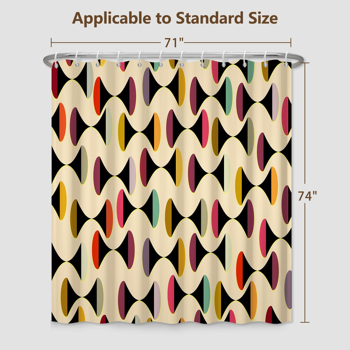 Retro Geometric Shower Curtain 71x74 Inch (Mcm Geometric)