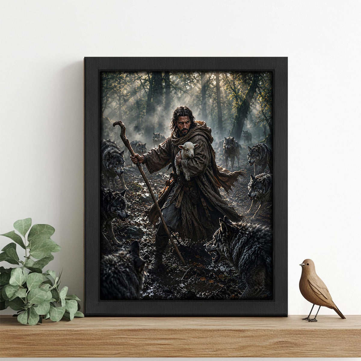 Jesus Lamb Decor Wall Art (Wall Art Framed 38 / 10"L x 8"W)
