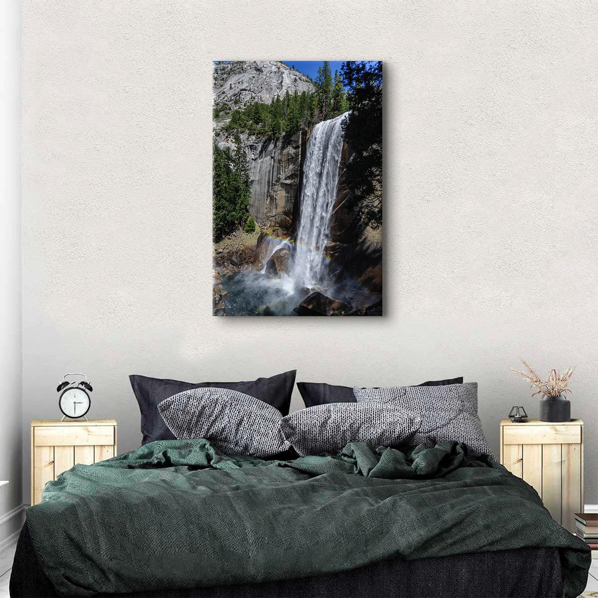 Yosemite National Park Large Wall Art for Living Room California Travel Scenery Pictures Nature Landscape Painting Poster Modern Waterfall Forest Canvas Artwork for Office Home Decorations 32x48" (48"L x 32"W / Rainbow)
