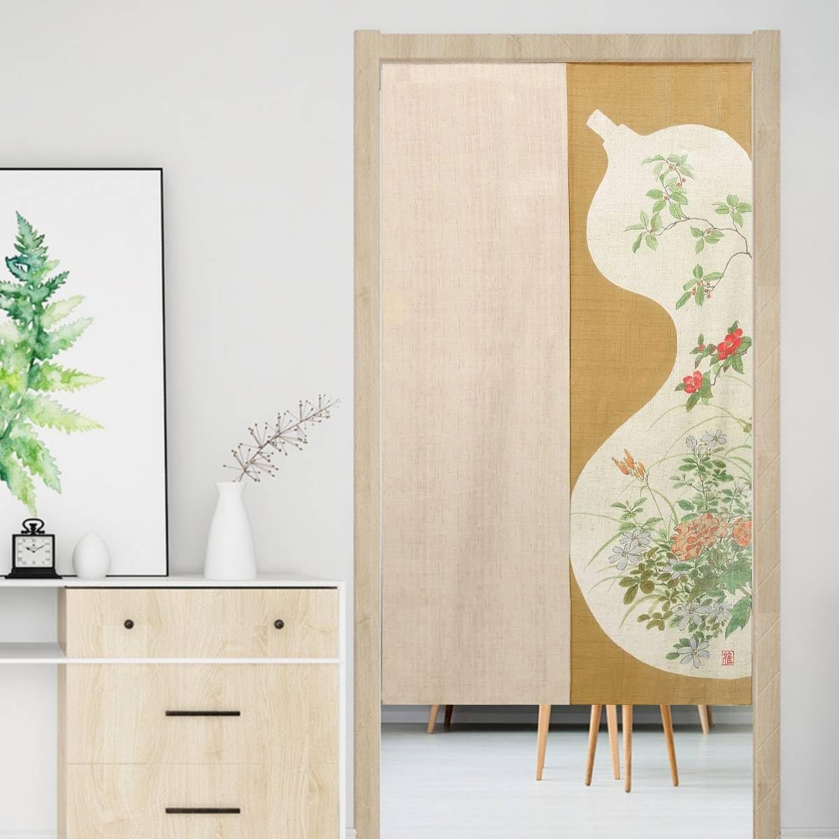 Japanese Noren Curtain Doorway Curtains 67in Long Size Traditional Room Divider for Kitchen Bedroom Pet Friendly Privacy Home Decor Gourd (Gourd / 33.5"W x 67"L (Pack of 1))