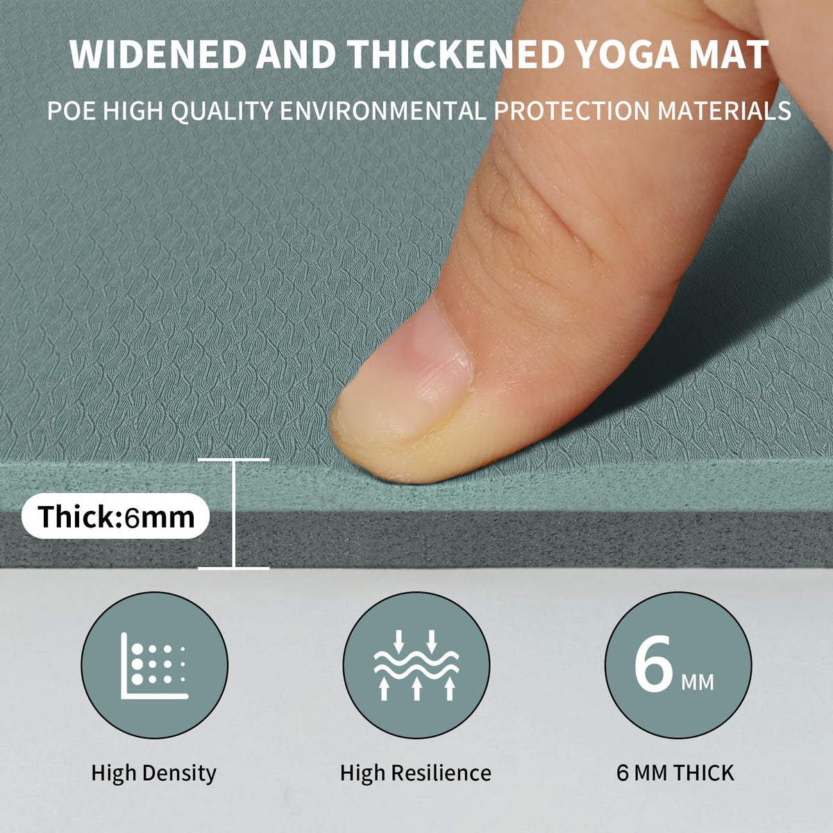 Large Yoga Mat (Deep green+Gray / 6mm)