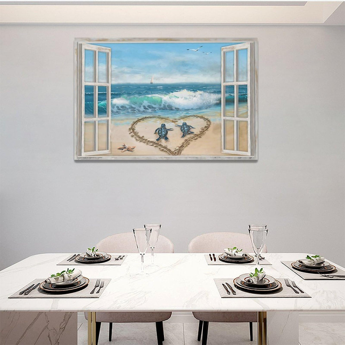 Beach Bathroom Decor Wall Art Ocean Wave Seascape Canvas Painting Prints Coastal Sea Turtle Pictures Wall Decor Modern Artwork Home Decoration for Bathroom Bedroom Living Room 24"x16" (Ocean Sea Turtle / 24"L x 16"W)