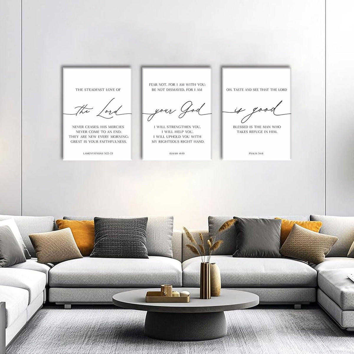 3 Piece Scripture Christian Canvas Wall Art Bible Verse Jesus Wall Art Bible Quotes Church Decor Lamentations Isaiah Psalm Art Prints for Living Room Bedroom Office 16"x24" (Psalms of Lament / 16x24in)