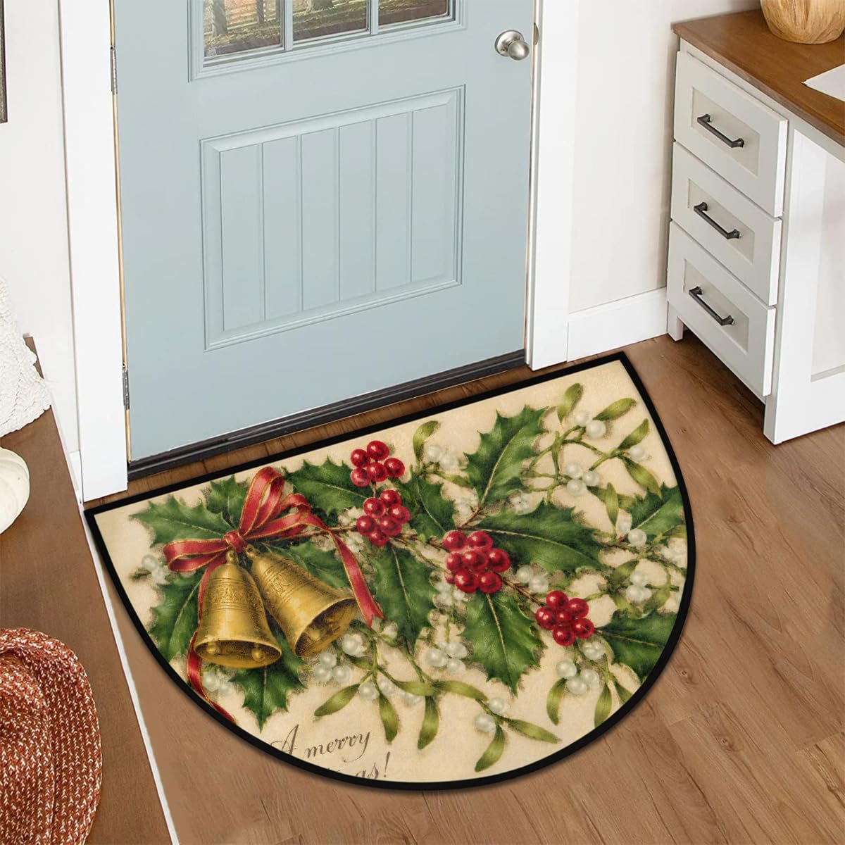 Christmas Half Round Rug Half Moon Door Mat Half Circle Rugs (Z:g-color 4)