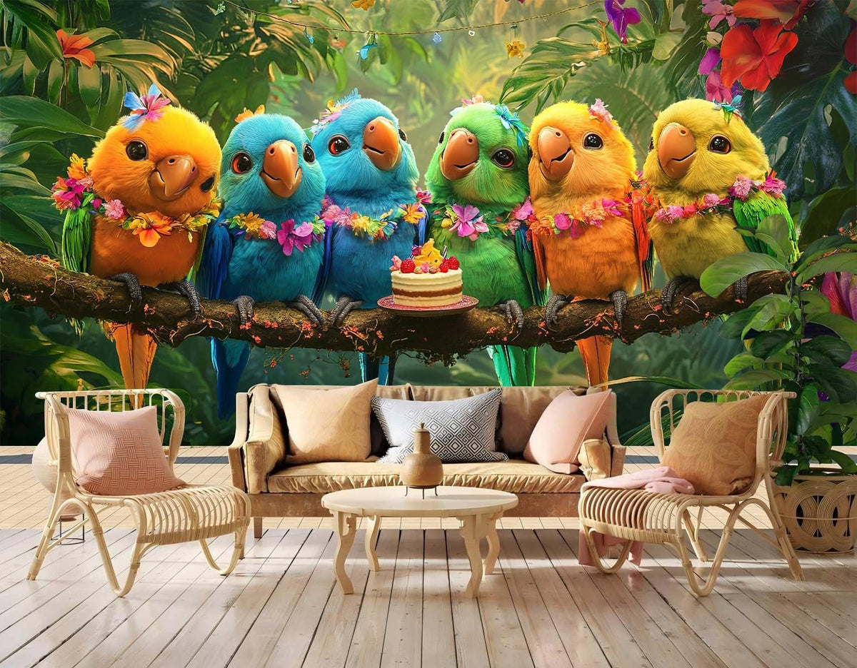 Peel Stick Wall Mural Wallpaper Parrots 157"x108" Decor A11 (A11 / 157" x 108")