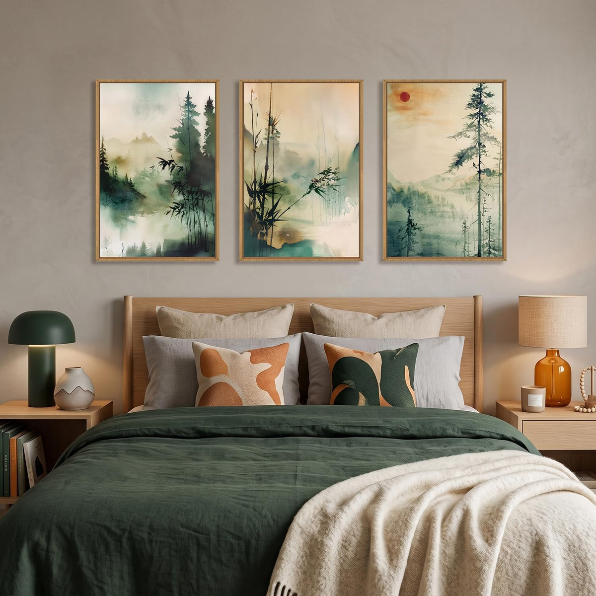 Chinoiserie Landscape Framed Canvas Wall Art Set (Chinoiserie Wall Art / 24"L x 36"W)