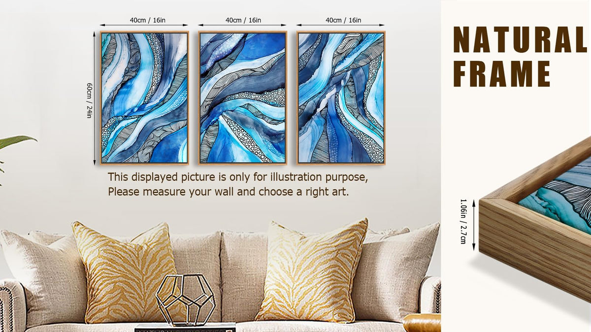 Blue Abstract Framed Wall Art (Blue Abstract Shapes / 24"L x 16"W)
