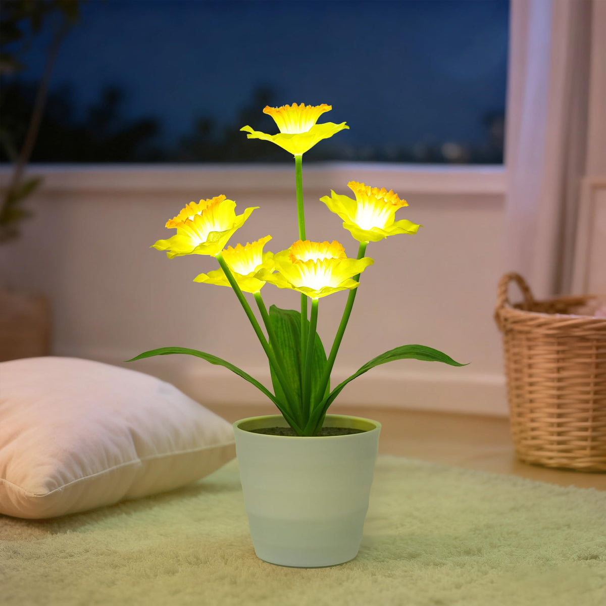 Artificial Daffodil Flower Night Light Gifts for Women Mom Grandma (Daffodil)
