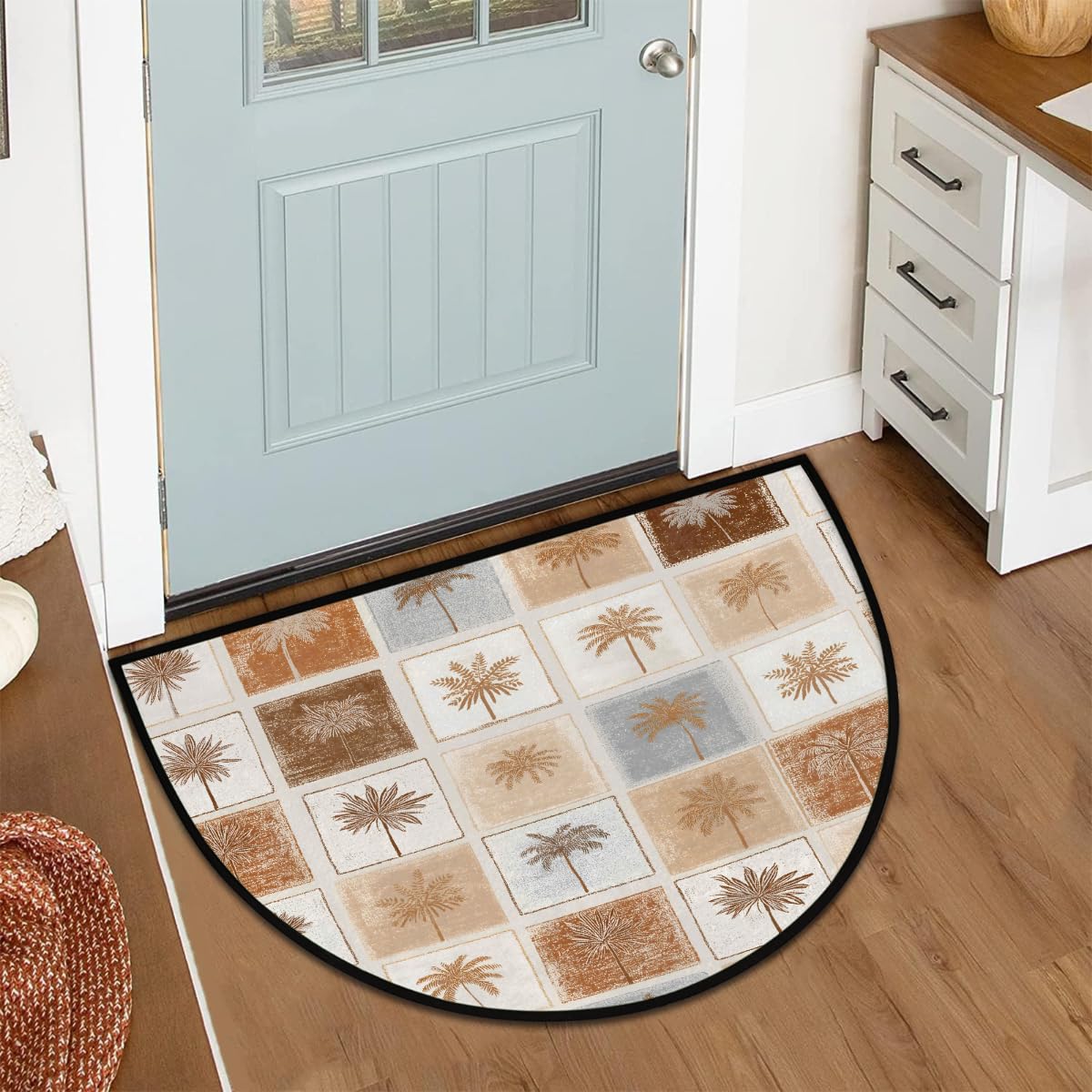 Palm Half Round Door Mat Semi Moon Rug Fireplace Carpet Area Rugs (Color18)