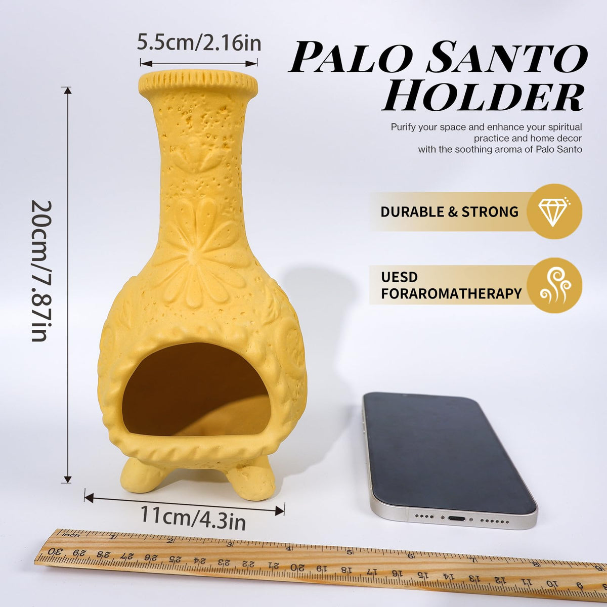 Yellow Floral Palo Santo Chiminea (Flower Palo Santo Holder-yellow)