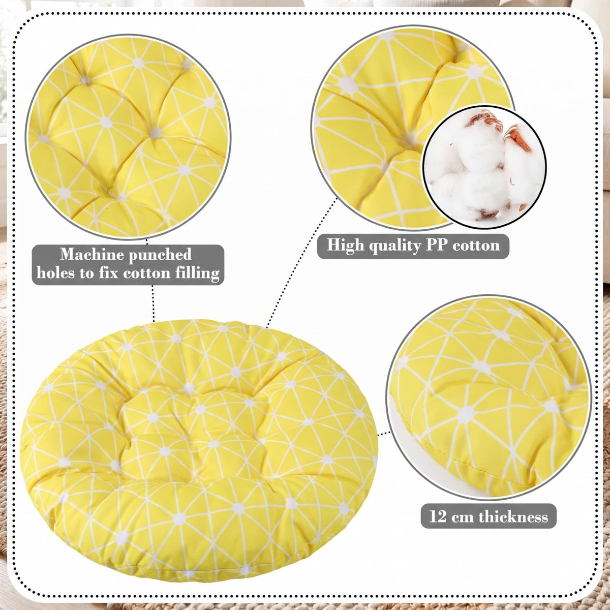35" Large Yellow Floor Cushion Oversized Round Meditation Floor Pillow (Yellow / Classic)