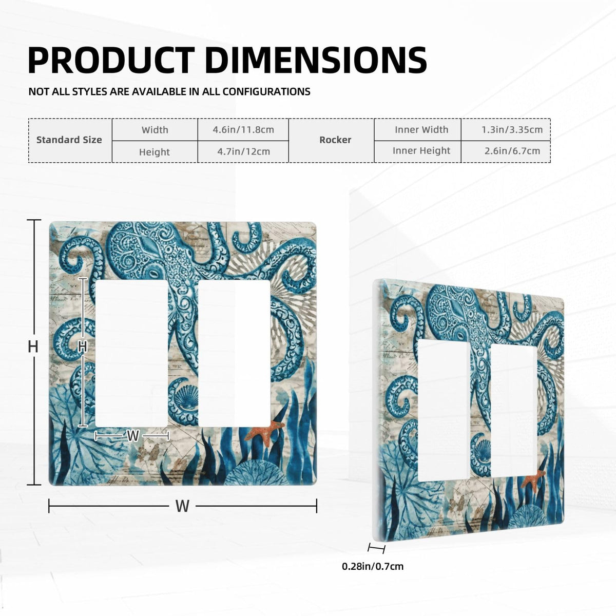 Nautical Ocean Starfish Octopus Decorative 2 Gang Double GFCI Decorator Rocker Light Switch Cover Outlet Wall Plate Electrical Faceplate Screwless (Nautical Ocean Starfish Octopus / 2 Gang Decorator Screwless)
