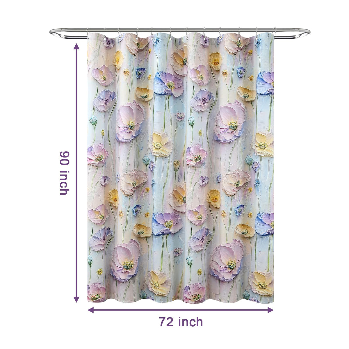 Artistic Pink Floral Oil Painting Shower Curtain (Bahar / 90"W x 72"L (Pack of 1))