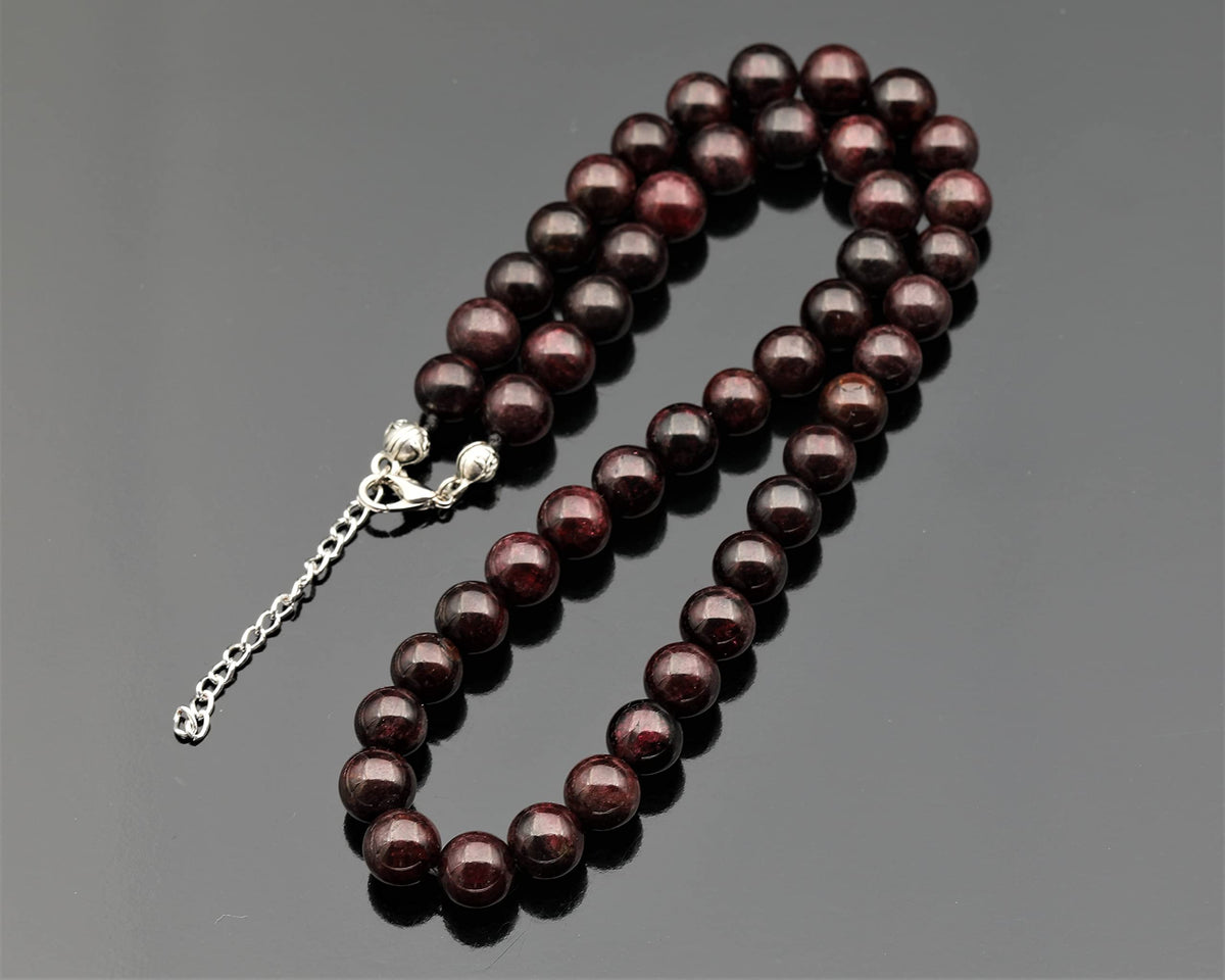 Natural Red Garnet Beaded Choker Necklace (Garnet / 24 Inches)