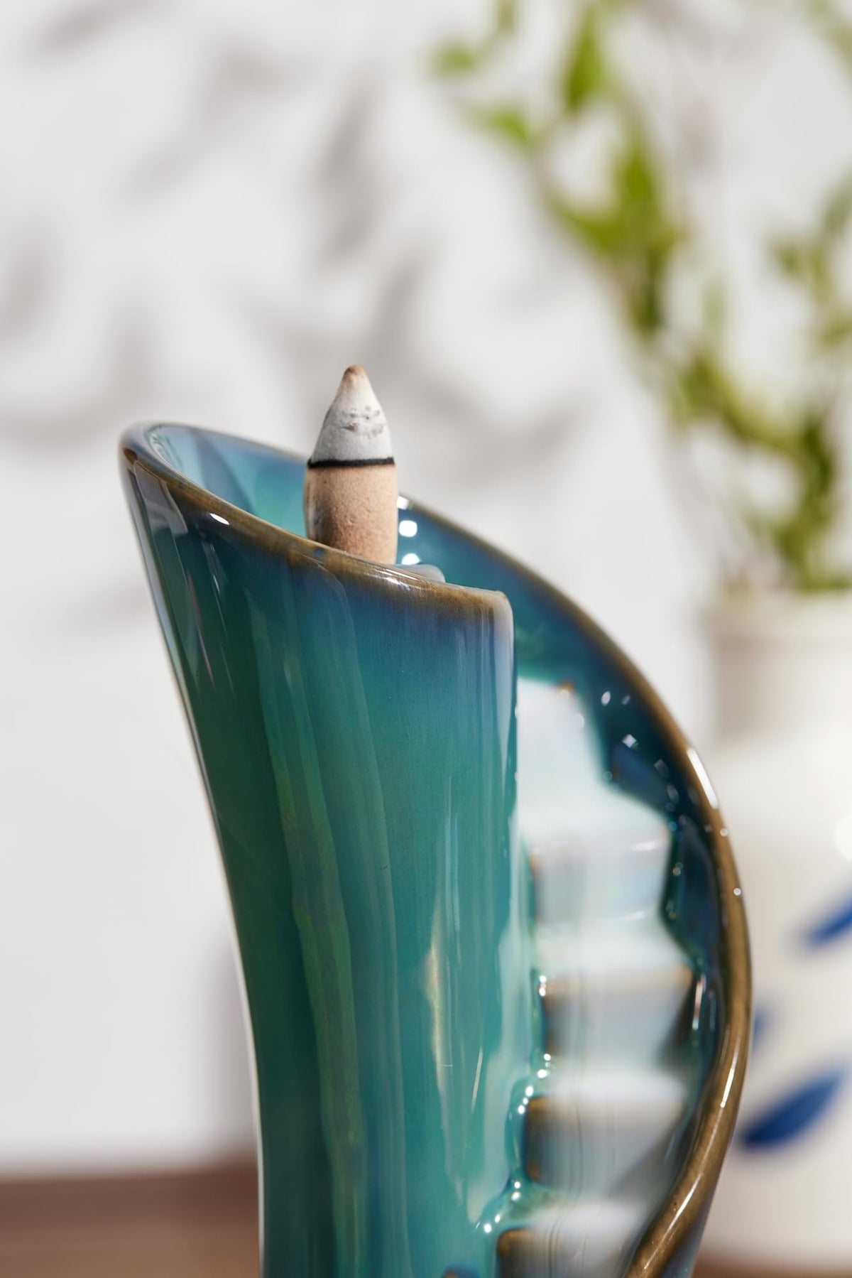 Unique Cloud Stairs Ceramic Waterfall Incense Holder (Blue)