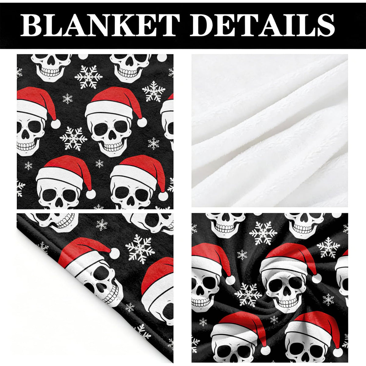 Christmas Skull Fleece Blanket Gothic Spooky Gift Room Decor 30"x40" (Christmas Skull / 30"X40")
