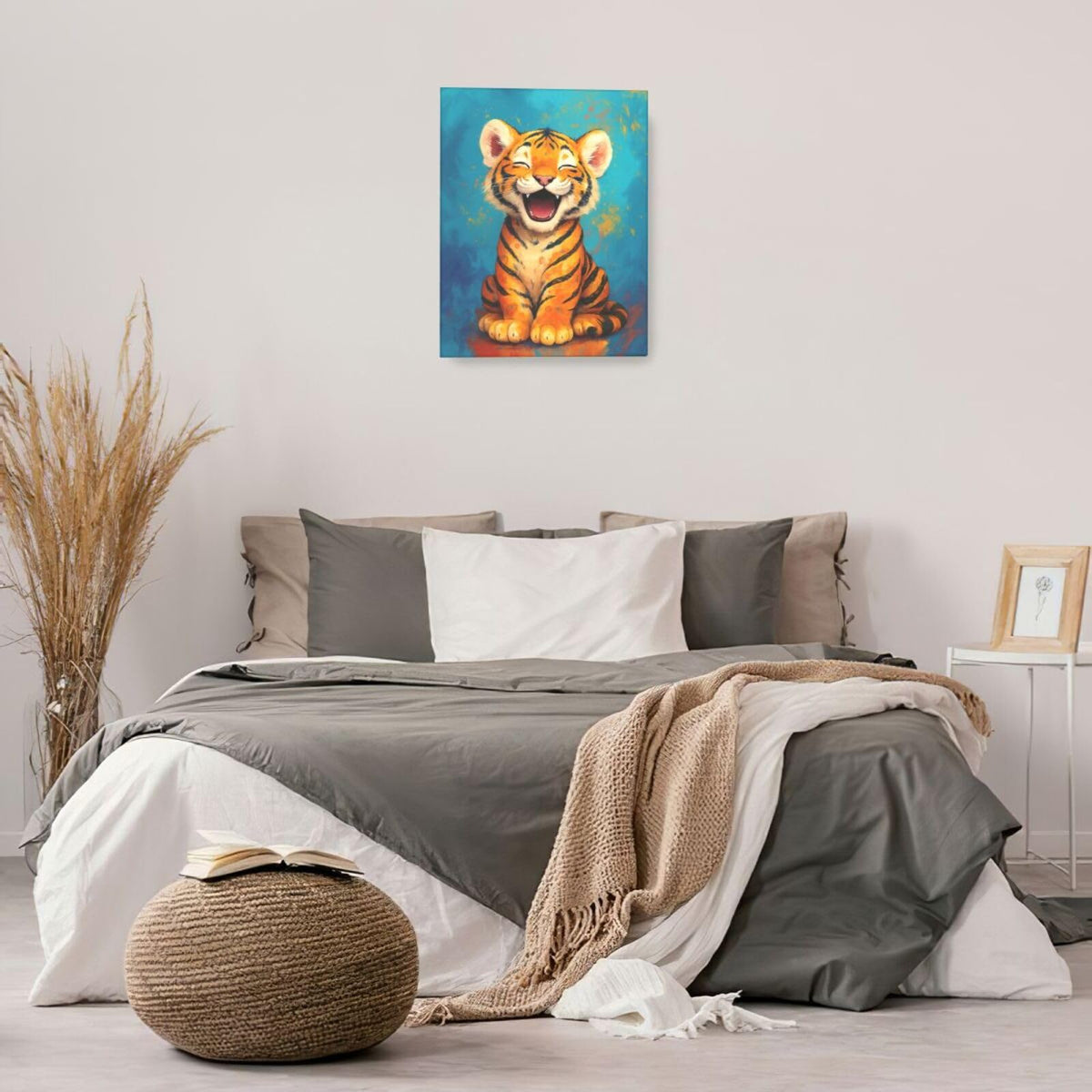 Banksy Tiger Nursery Wall Art For Kids Cute Animal Bathroom Canvas Wall Decor Cartoon Pictures Paintings Prints Artwork Framed Decorations For Girls Boys Children's Room Bedroom Living Room Gifts 16" x 20" (Tiger / 20"L x 16"W)
