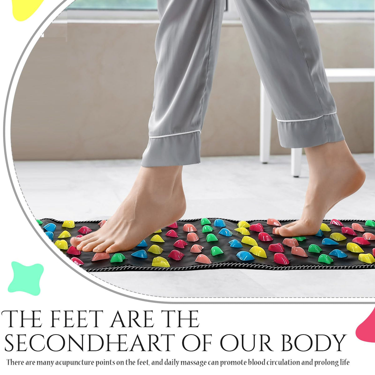 Foot Acupressure Mat Walk Stone Road (55.12 x 13.78 Inch)