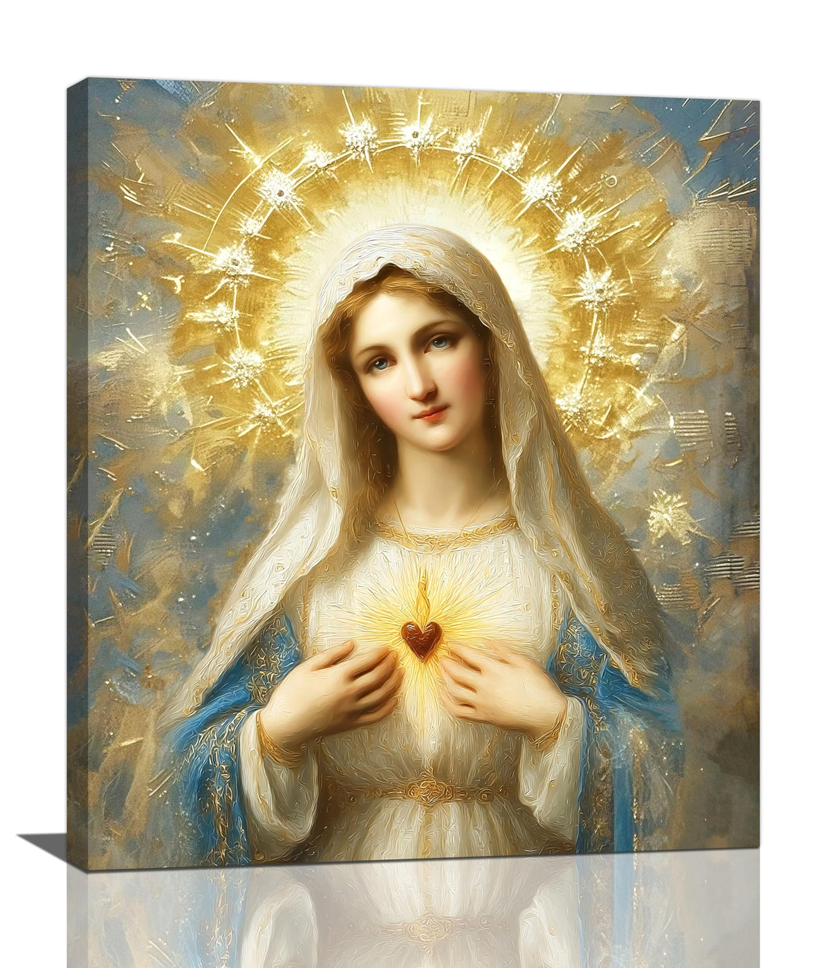 Christian Virgin Mary Wall Art Mary Mother Of God Jesus Canvas Wall Decor Catholic Pictures Christ Paintings Prints Religious Bible Artwork Framed Decorations For Church Prayer Room Bathroom Bedroom Living Room Gifts 20" x 24" (Mary / 24"L x 20"W)