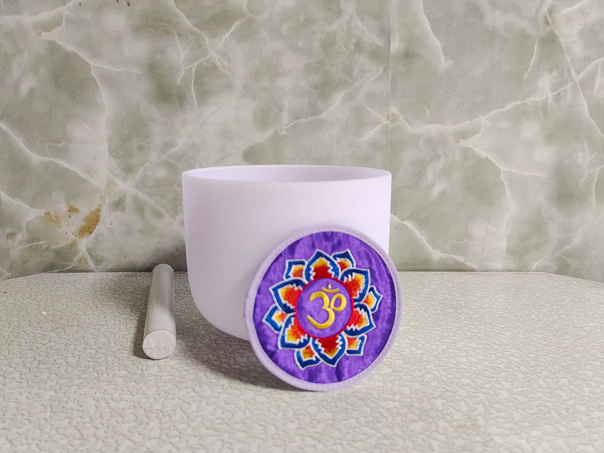 Amethyst Gemstone Fusion Crystal Singing Bowl B Crown Chakra 8 inch with Free Suede Striker and O ring (8 inch / Amethyst)