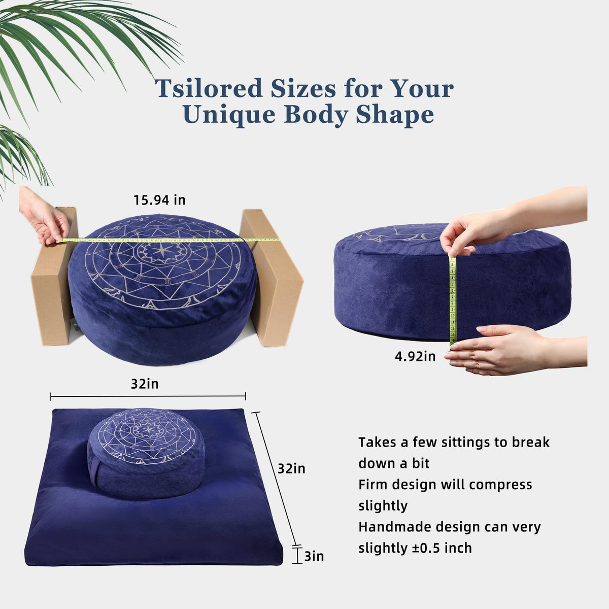 Zafu & Zabuton Meditation Cushion Set (Dark Blue)