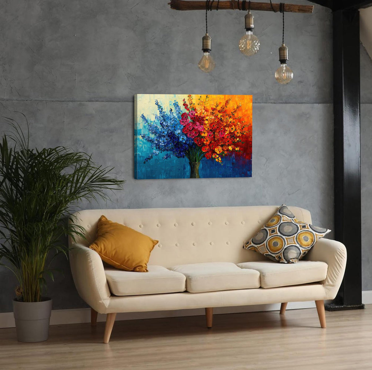 Colorful Floral Canvas Wall Art framed Abstract Flower Picture Aesthetic Botanical Theme Wildflower Wall Decor Daisy Painting for Living Room Bathroom Dining Room Home Decoration Modern Artwork 20x30” (30"L x 20"W / Abstract Bouquet)
