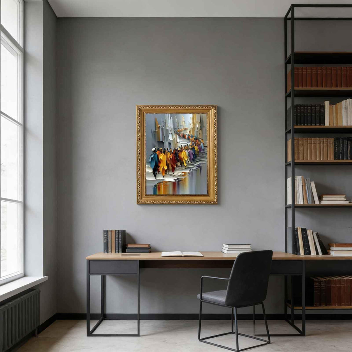 African Black Great Migration Canvas Wall Art Framed Abstract Dynamic Crowd Decor Picture Modern Religious Faith Bedroom Living Poster Prints for Dining Study Office Corridor Room Resort Home Decoration (religion / 24"L x 16"W)