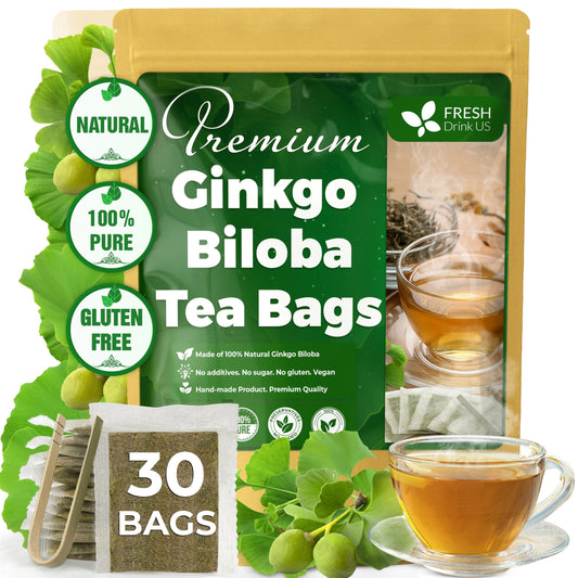 Premium 30 Ginkgo Biloba Leaf Tea Bags (30 Tea Bags)