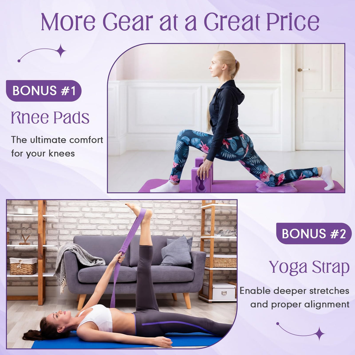 Yoga Blocks 2 Pack for Wrist Relief (Purple)