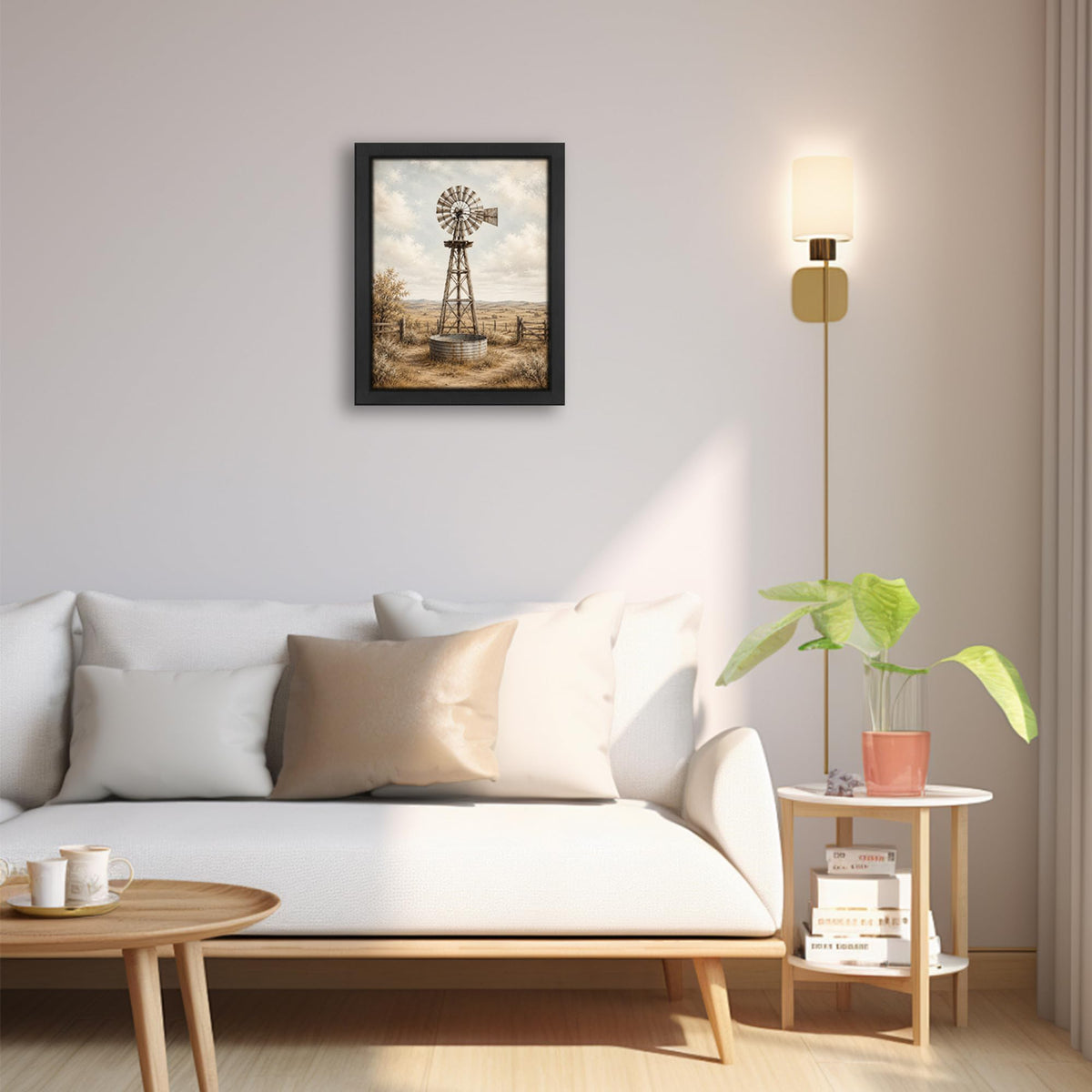 Rustic Windmill Decor Wall Art (Wall Art Framed 68 / 20"L x 16"W)