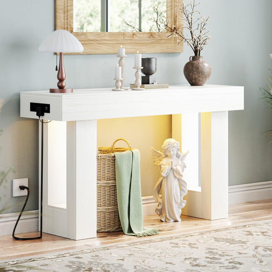 47" Entryway Table with Sensor Light and Outlets (Warm White / 47IN)