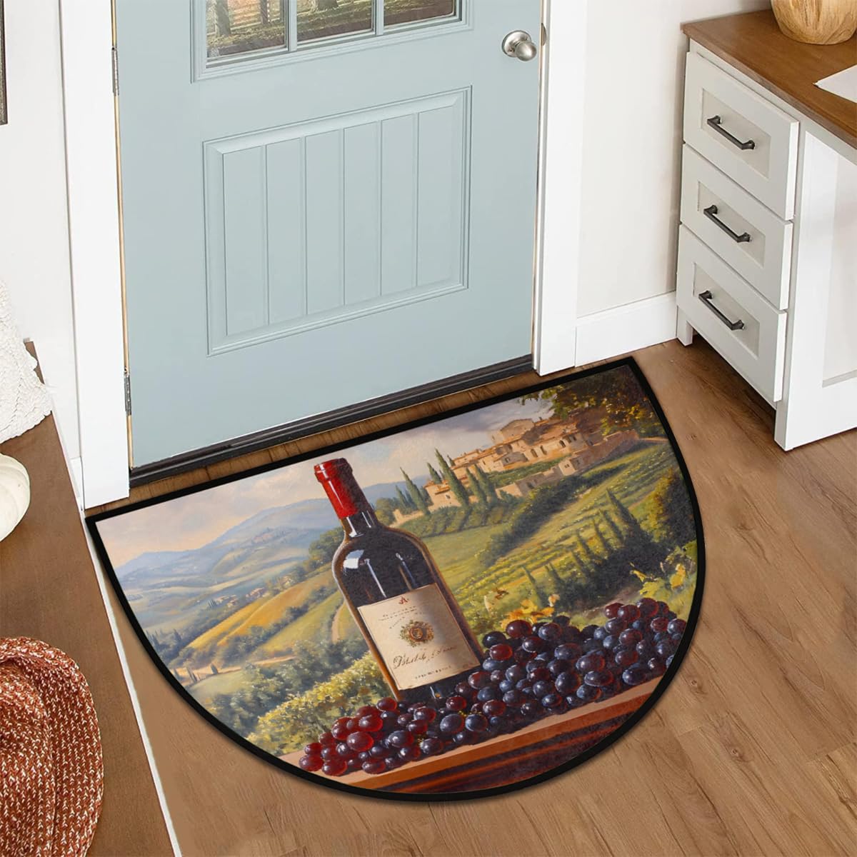 Grapes Wine Half Round Door Mat Indoor Entrance Semi Circle Area Rugs (Z Farm Grapes Wine)