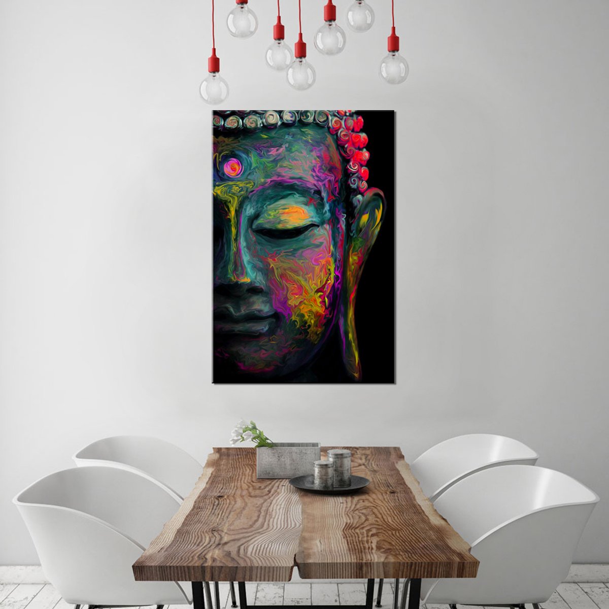 Abstract Buddha Wall Art for Living Room Zen Wall Decor Colorful Graffiti Thai Buddhist Statue Picture Meditation Room Modern Artwork Vintage Religious Spiritual Prints Yoga Spa Home Decoration 24x36" (36"L x 24"W / Buddha-1)
