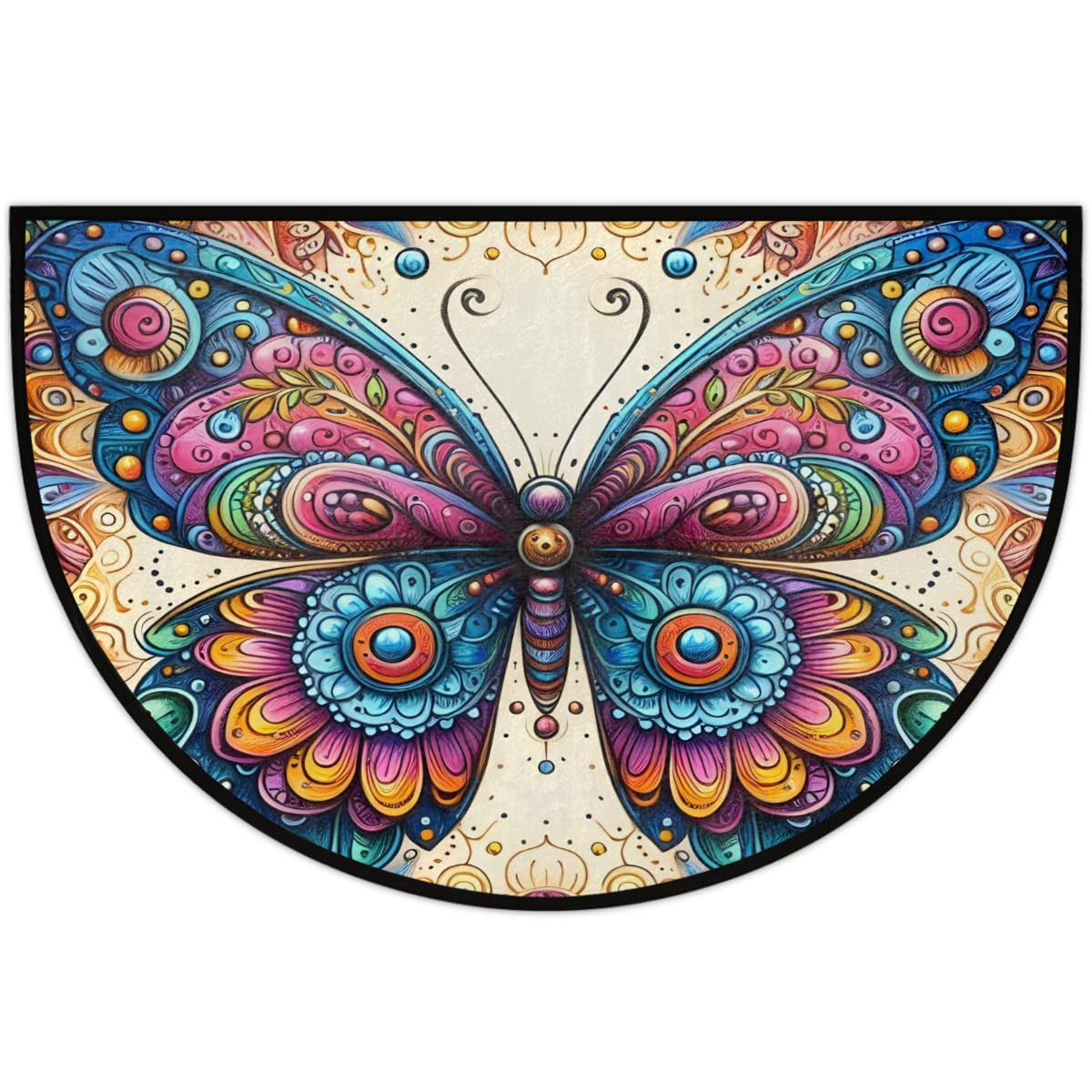 Butterfly Half Round Rug Half Moon Door Mat Half Circle Rugs (B:d-color 10)
