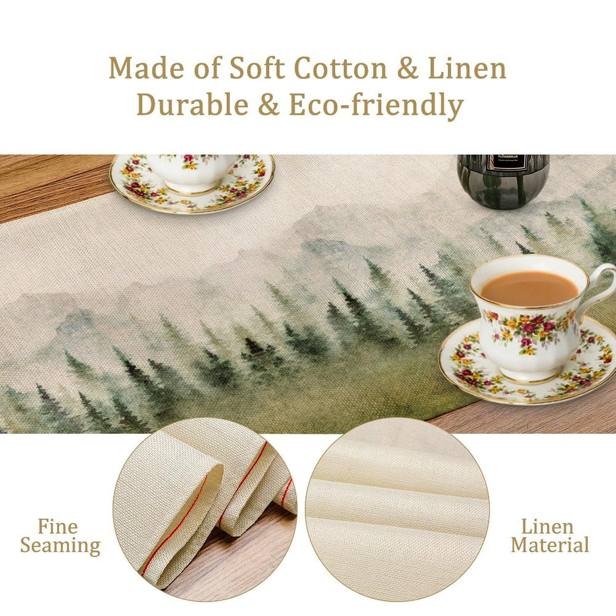 Watercolor Forest Table Runner (13x90inch / Forest-1)