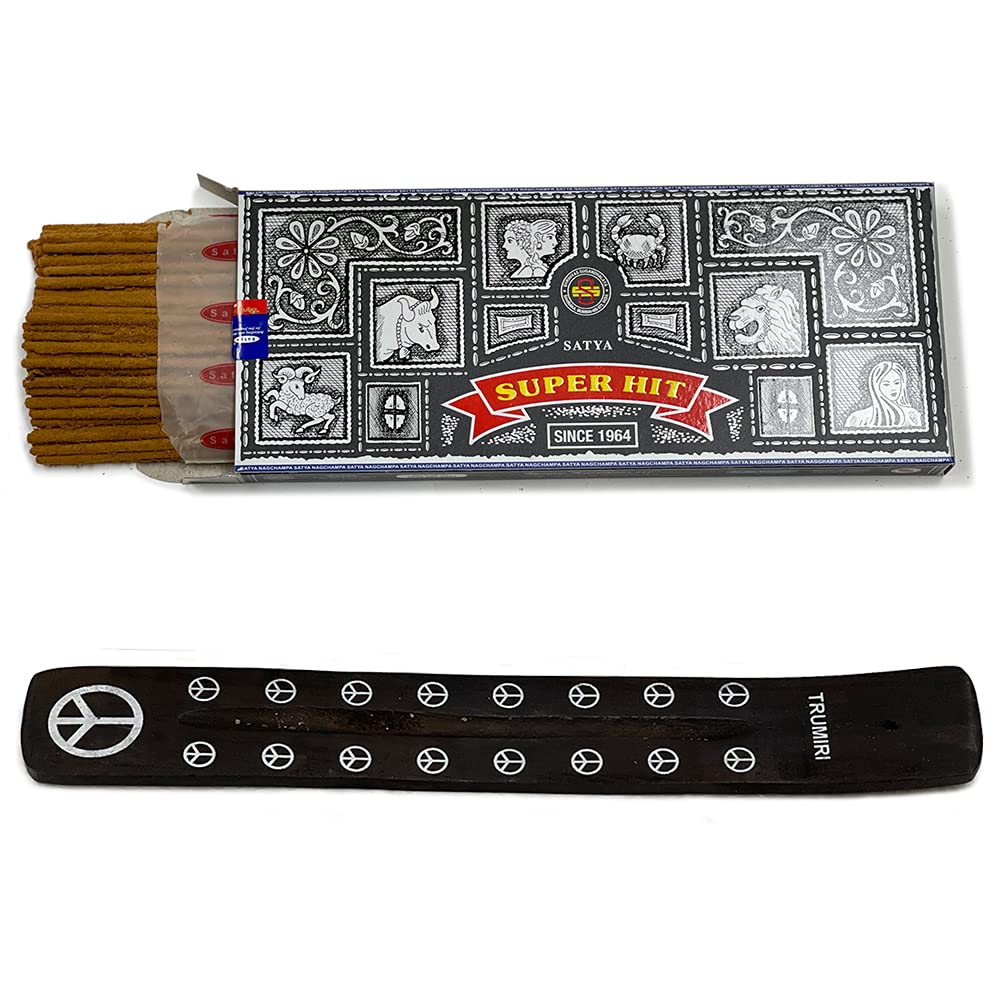 Incense Stick Holder Bundle with Satya Super Hit 100g Incense Sticks (Super Hit 100g - Pack of 1)