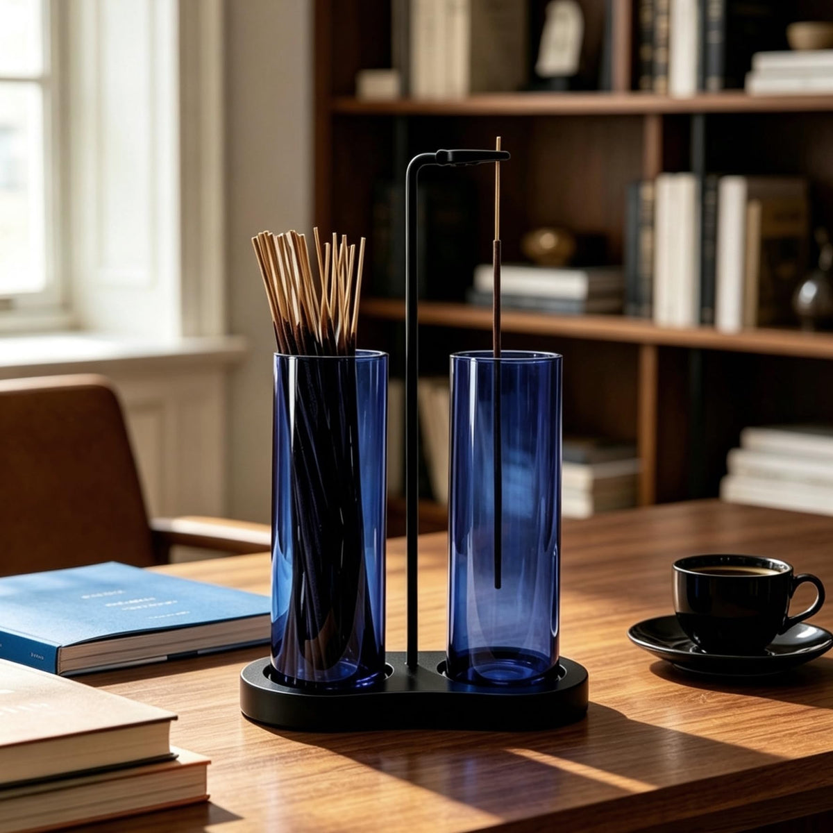 Blue Glass Incense Holder (Blue)