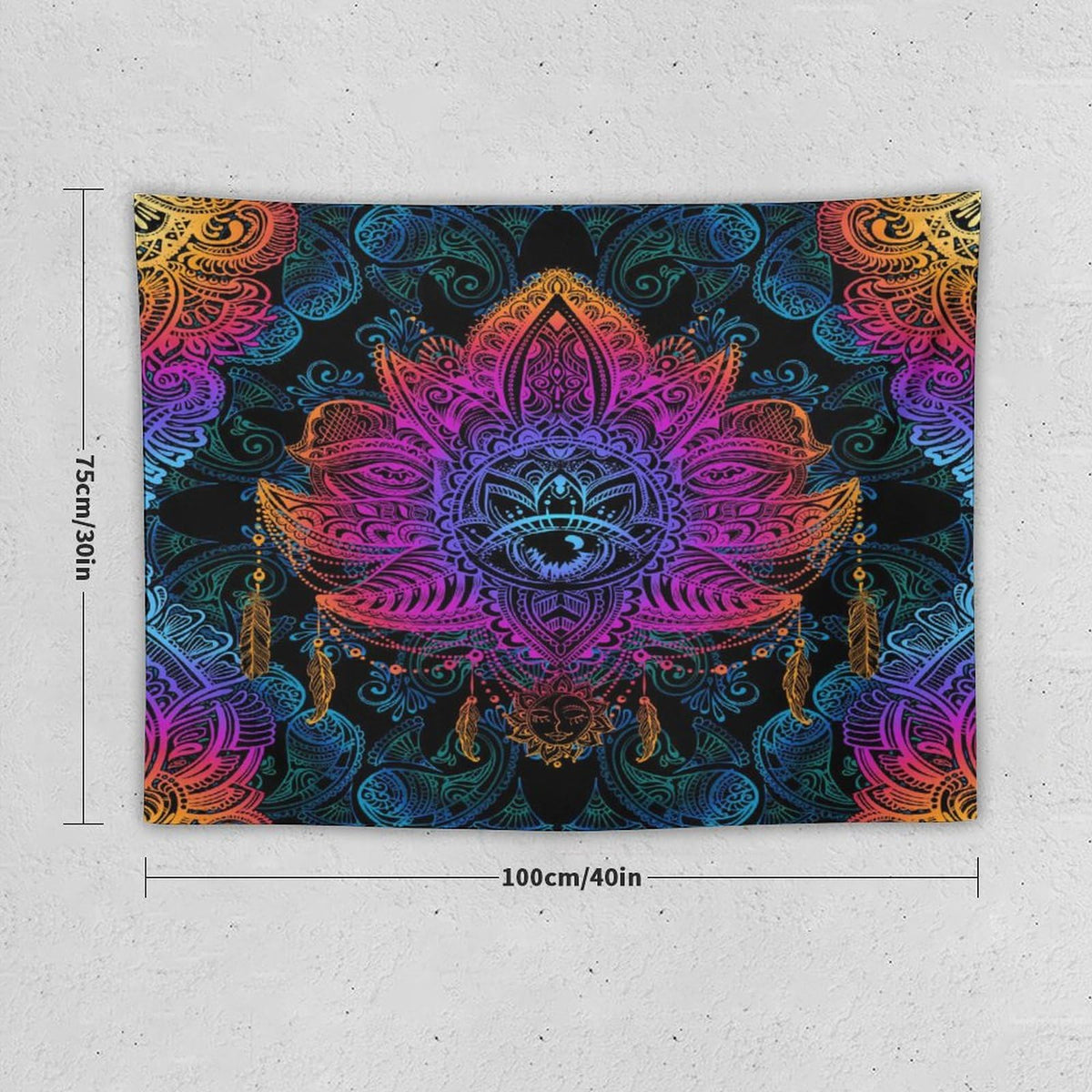Mandala Boho Tapestry Wall Hanging Colorful Floral Bohemian Tapestries Home Decor for Living Room Bedroom Apartment Farmhouse Dorm 30"x40" (30"L x 40"W / Mandala-2)