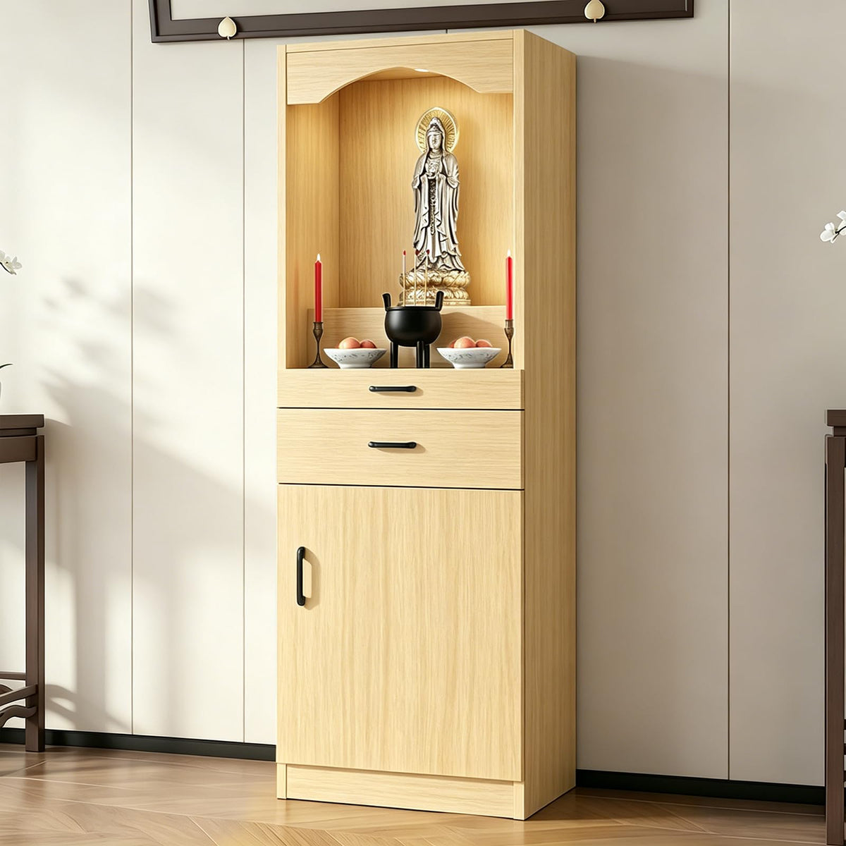 Solid Wood Altar Table (Natural Wood / 19.7" x 15.7" x 65.4")