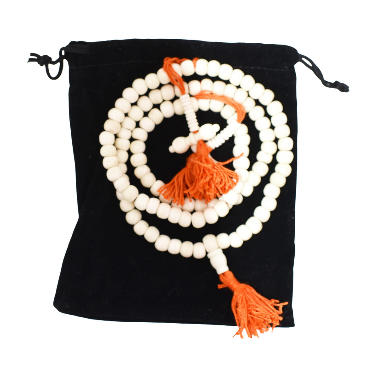 108 Tibetan Buddhist Prayer Beads for Men Women (Plain Yak Bone with Counters)