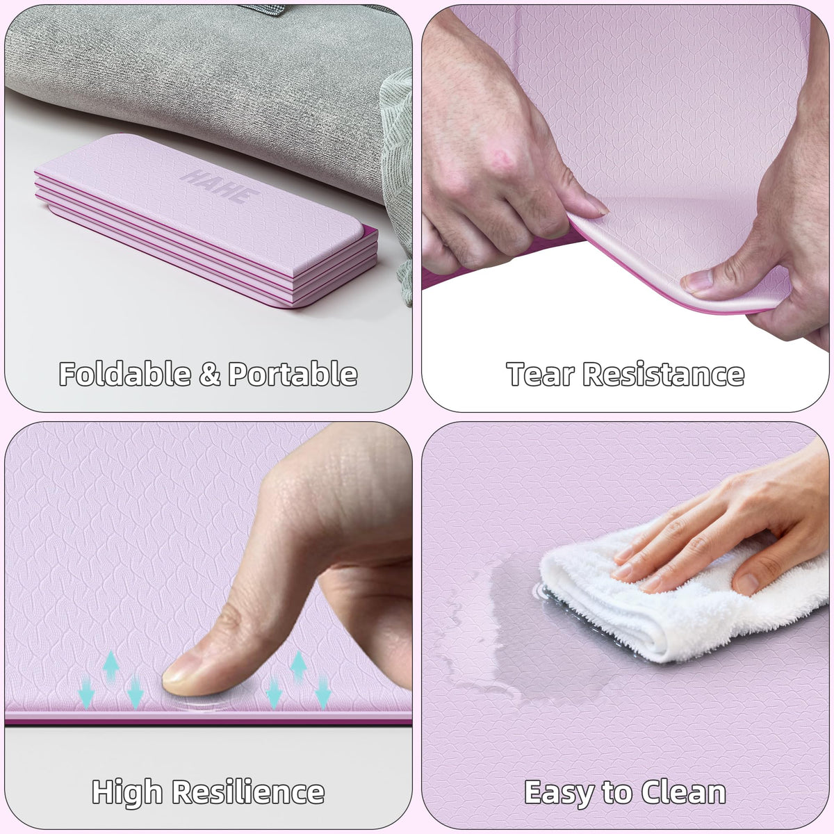 7 Fold Design Extra Thick Yoga Mat 72"L x 24"W x 0.47" (Deep Pink & Light Pink)