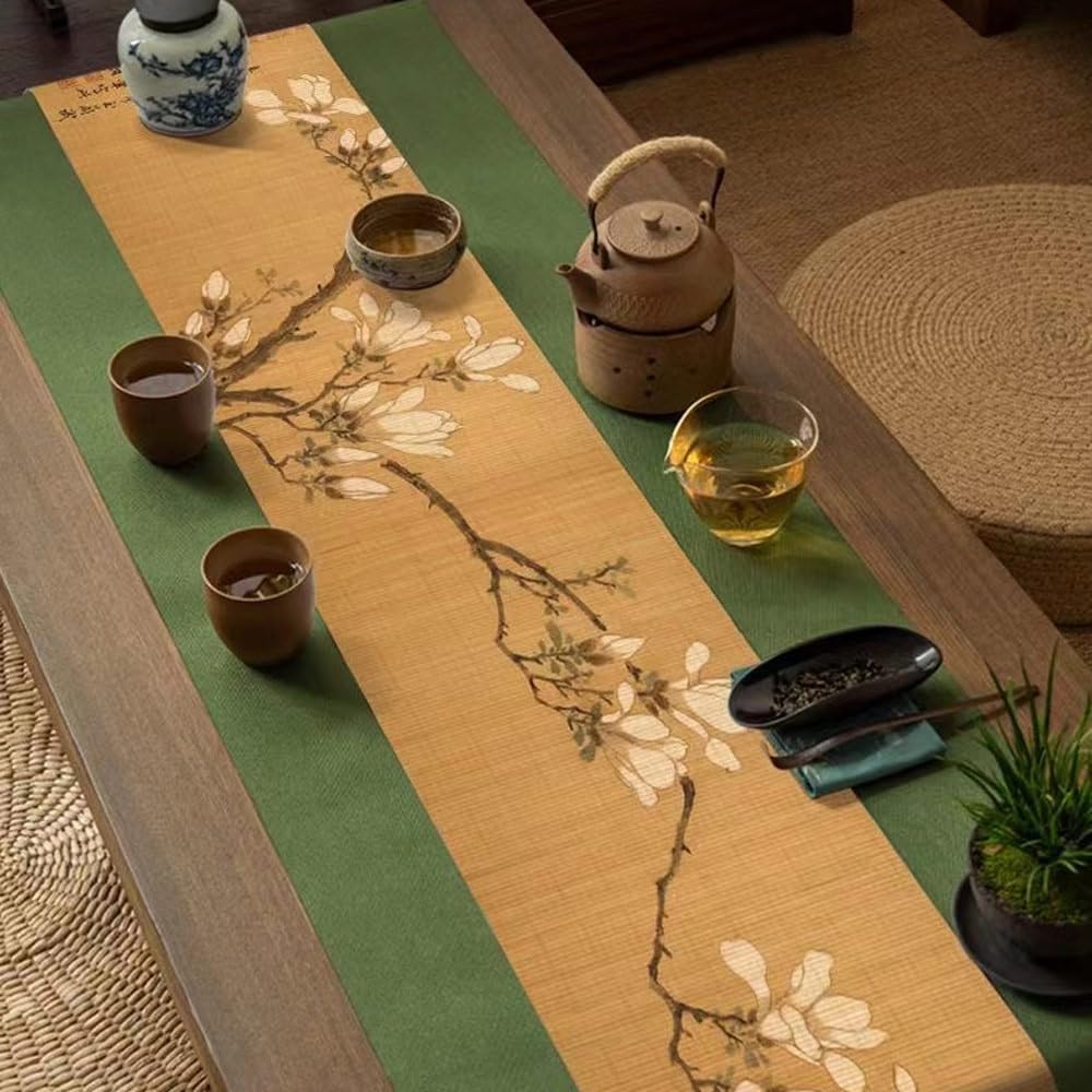 Asian Style Bamboo Table Runner (Magnolia / 12x72 Inch)
