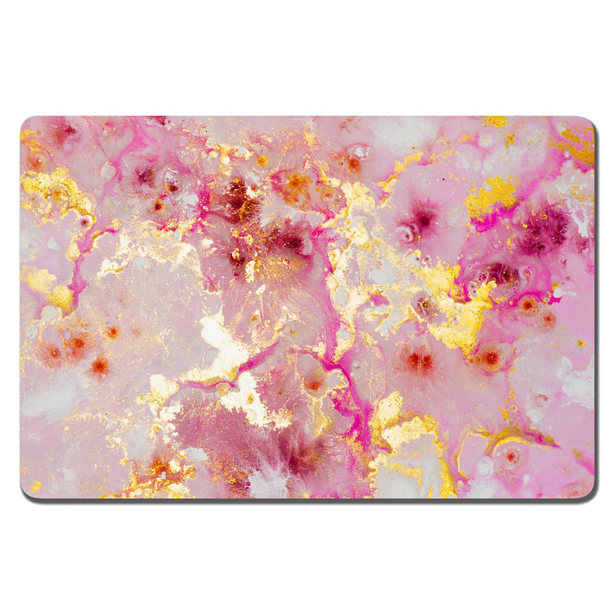 Dog Food Mat 16" x 24" Absorbent Dog Cat Bowl Mat for Food and Water (Pink Gold Abstract / 16"L x 24"W)