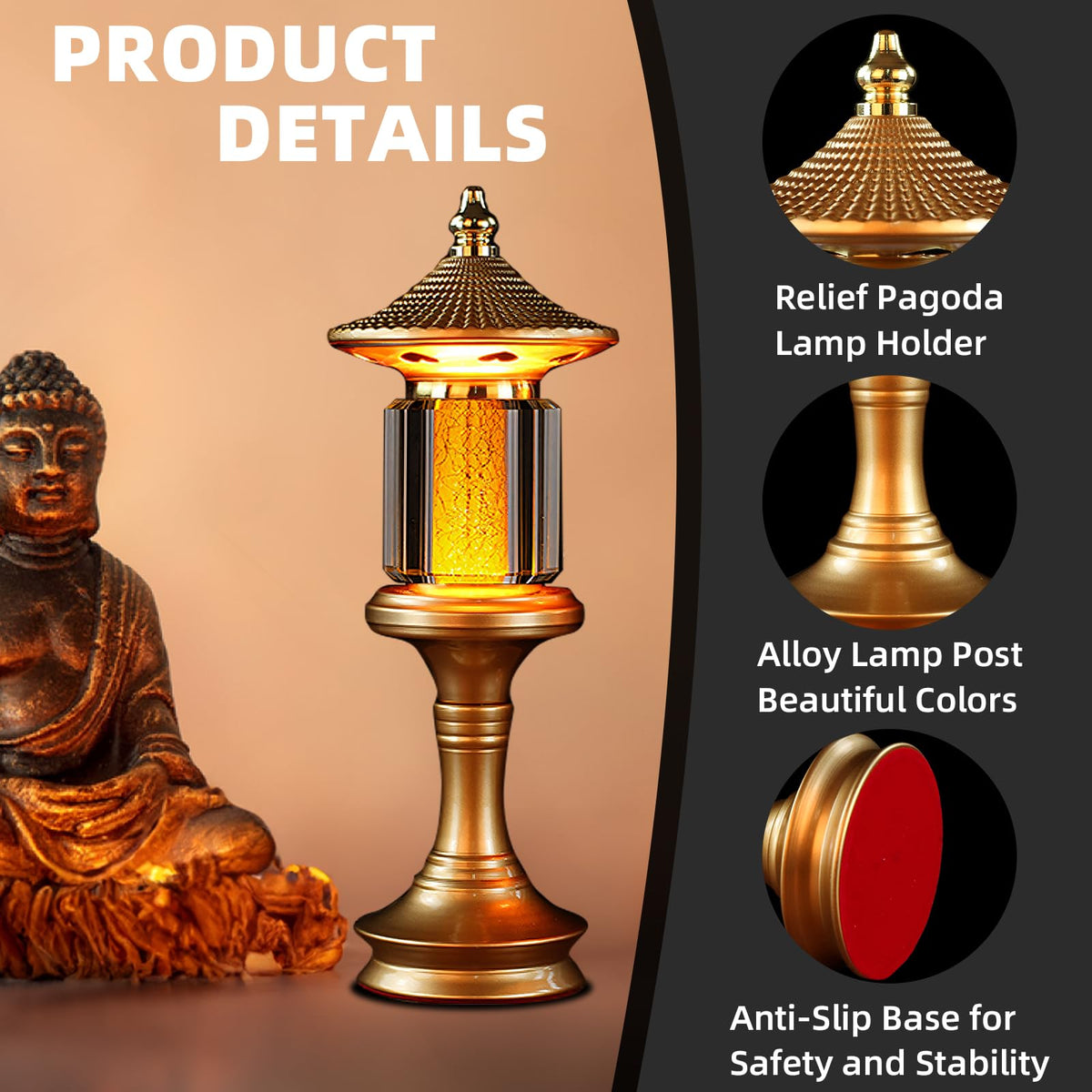 Lotus Flower Lamp Palace Crystal 7 Color LED Buddhist Meditation (Z3-10inch)